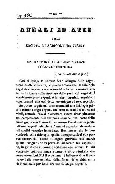 Società di Agricoltura Jesina. Annali ed Atti