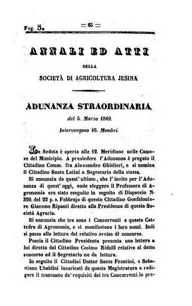 Società di Agricoltura Jesina. Annali ed Atti