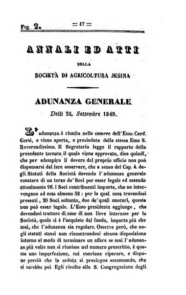 Società di Agricoltura Jesina. Annali ed Atti