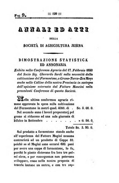 Società di Agricoltura Jesina. Annali ed Atti