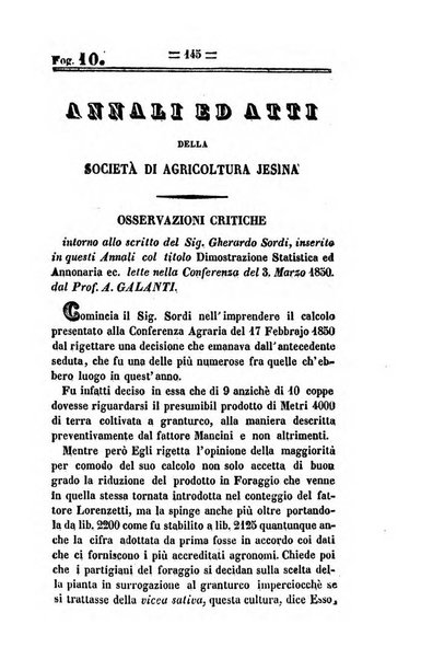 Società di Agricoltura Jesina. Annali ed Atti