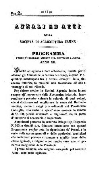 Società di Agricoltura Jesina. Annali ed Atti