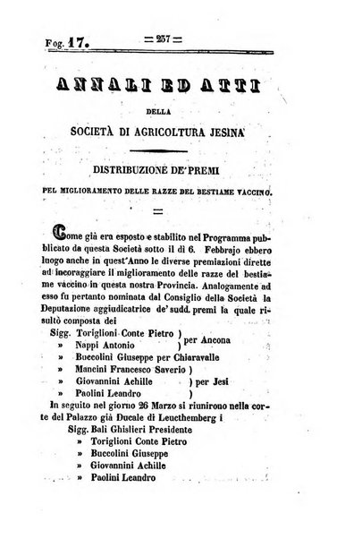 Società di Agricoltura Jesina. Annali ed Atti