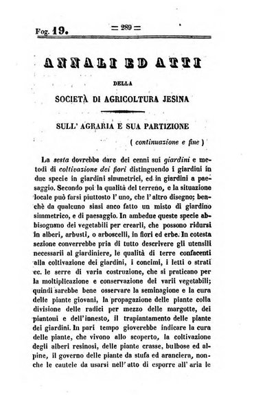 Società di Agricoltura Jesina. Annali ed Atti