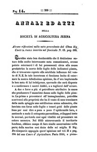 Società di Agricoltura Jesina. Annali ed Atti