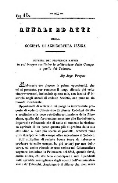 Società di Agricoltura Jesina. Annali ed Atti