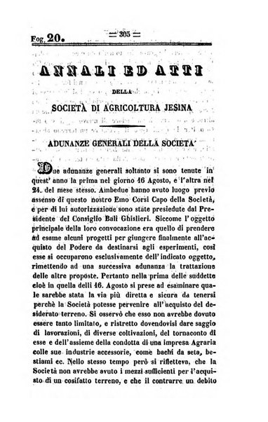 Società di Agricoltura Jesina. Annali ed Atti