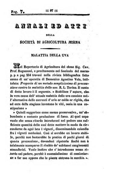 Società di Agricoltura Jesina. Annali ed Atti