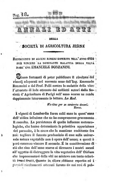 Società di Agricoltura Jesina. Annali ed Atti