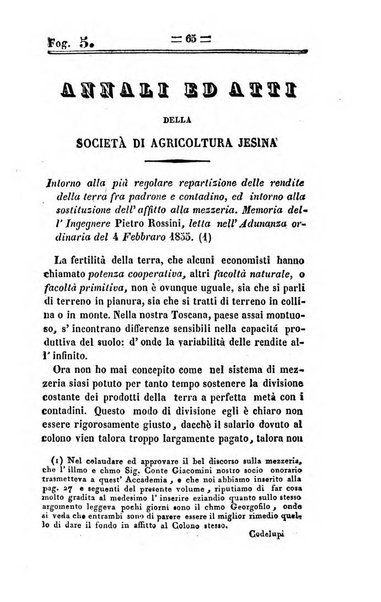 Società di Agricoltura Jesina. Annali ed Atti