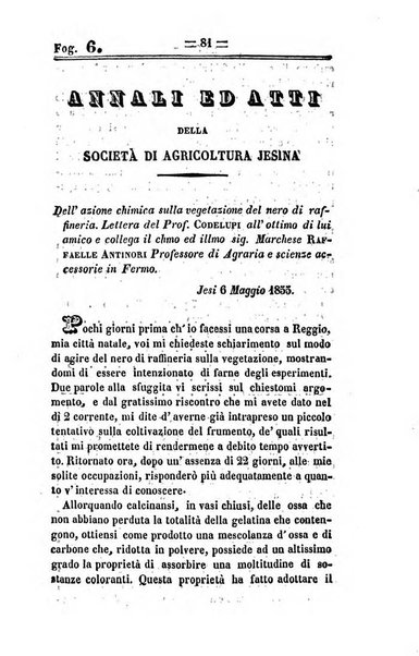 Società di Agricoltura Jesina. Annali ed Atti