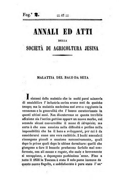 Società di Agricoltura Jesina. Annali ed Atti