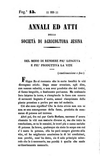 Società di Agricoltura Jesina. Annali ed Atti