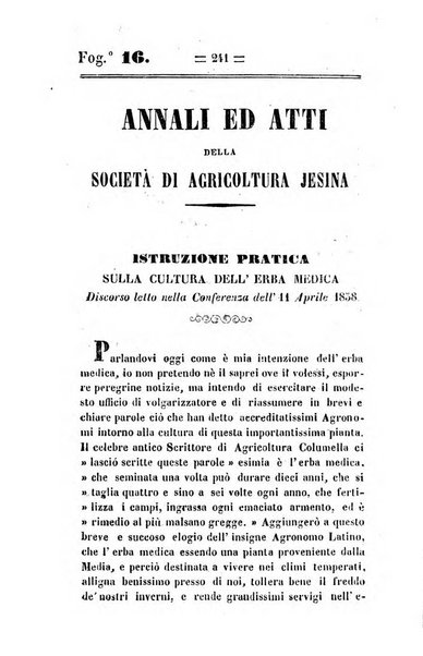 Società di Agricoltura Jesina. Annali ed Atti