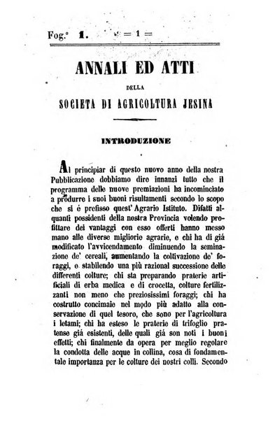 Società di Agricoltura Jesina. Annali ed Atti