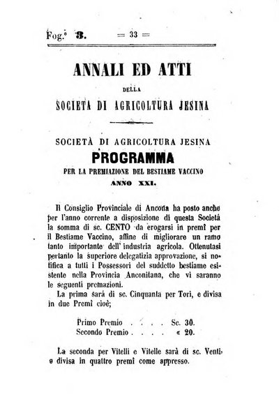 Società di Agricoltura Jesina. Annali ed Atti