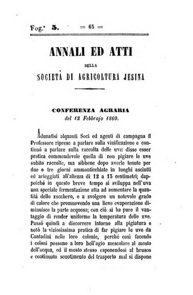 Società di Agricoltura Jesina. Annali ed Atti