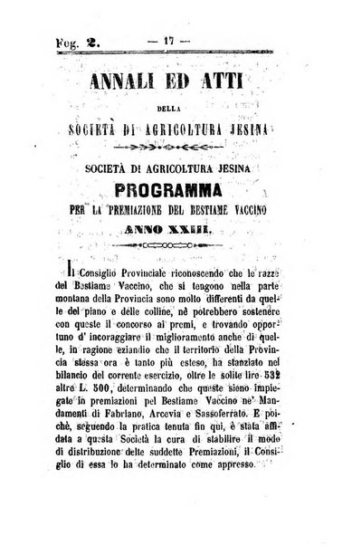 Società di Agricoltura Jesina. Annali ed Atti