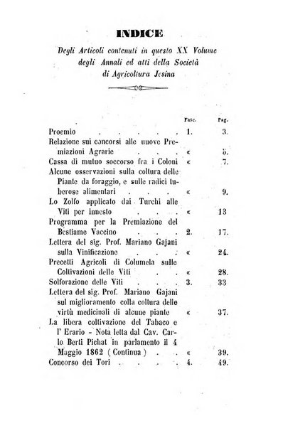 Società di Agricoltura Jesina. Annali ed Atti