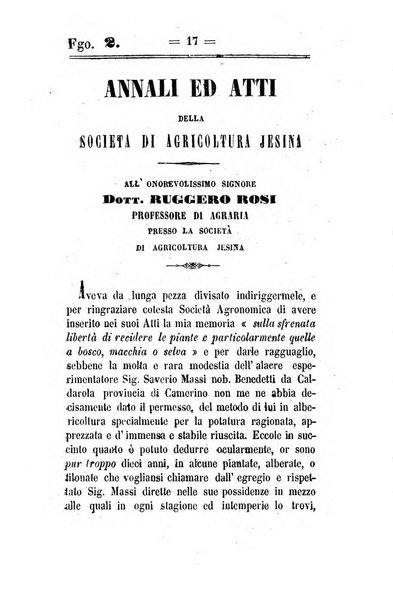 Società di Agricoltura Jesina. Annali ed Atti