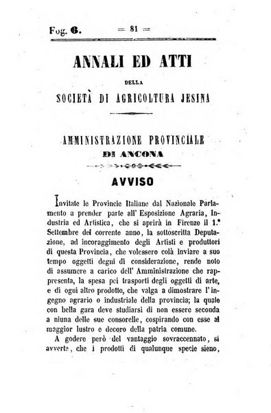 Società di Agricoltura Jesina. Annali ed Atti