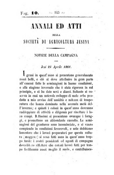 Società di Agricoltura Jesina. Annali ed Atti