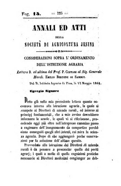 Società di Agricoltura Jesina. Annali ed Atti