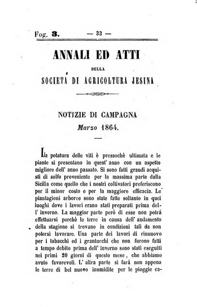 Società di Agricoltura Jesina. Annali ed Atti