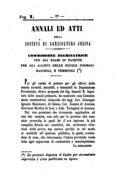 Società di Agricoltura Jesina. Annali ed Atti