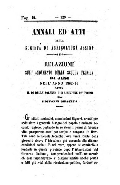 Società di Agricoltura Jesina. Annali ed Atti