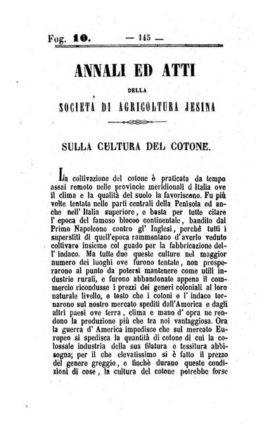 Società di Agricoltura Jesina. Annali ed Atti