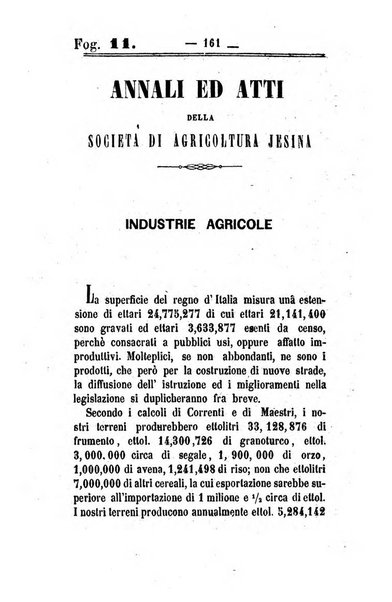 Società di Agricoltura Jesina. Annali ed Atti