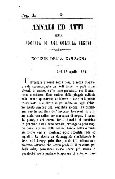 Società di Agricoltura Jesina. Annali ed Atti