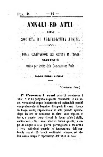 Società di Agricoltura Jesina. Annali ed Atti