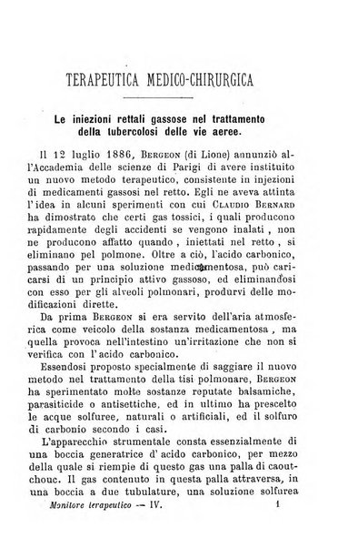 Il Monitore terapeutico raccolta mensile di rimedi nuovi e ricette