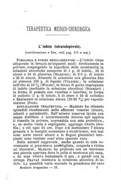 Il Monitore terapeutico raccolta mensile di rimedi nuovi e ricette