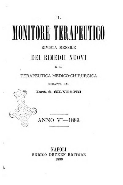 Il Monitore terapeutico raccolta mensile di rimedi nuovi e ricette