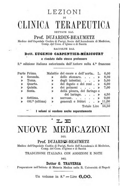 Il Monitore terapeutico raccolta mensile di rimedi nuovi e ricette