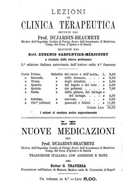 Il Monitore terapeutico raccolta mensile di rimedi nuovi e ricette