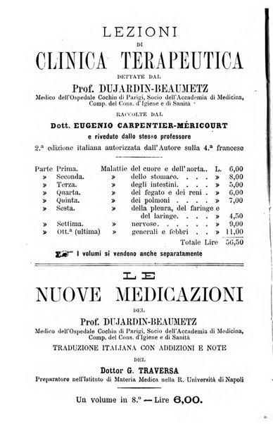 Il Monitore terapeutico raccolta mensile di rimedi nuovi e ricette