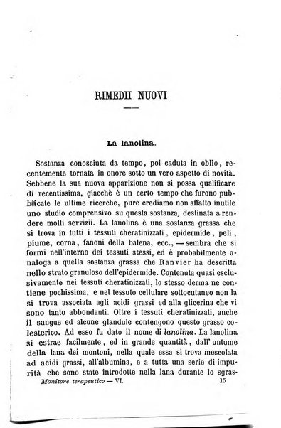 Il Monitore terapeutico raccolta mensile di rimedi nuovi e ricette