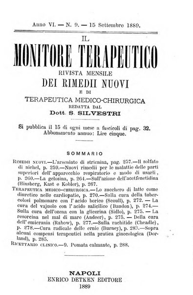 Il Monitore terapeutico raccolta mensile di rimedi nuovi e ricette