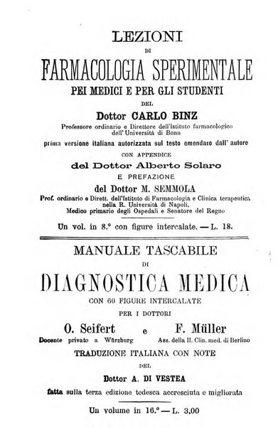 Il Monitore terapeutico raccolta mensile di rimedi nuovi e ricette