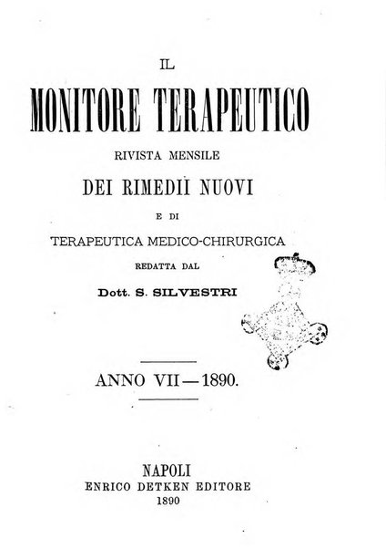 Il Monitore terapeutico raccolta mensile di rimedi nuovi e ricette