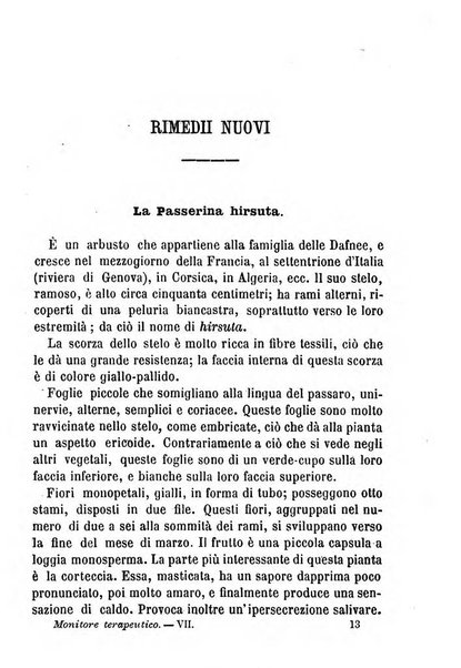 Il Monitore terapeutico raccolta mensile di rimedi nuovi e ricette