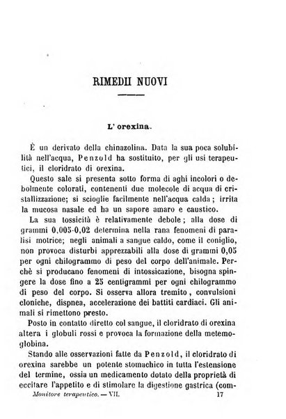 Il Monitore terapeutico raccolta mensile di rimedi nuovi e ricette