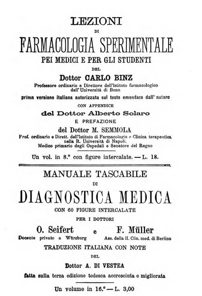 Il Monitore terapeutico raccolta mensile di rimedi nuovi e ricette