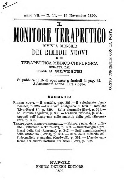 Il Monitore terapeutico raccolta mensile di rimedi nuovi e ricette