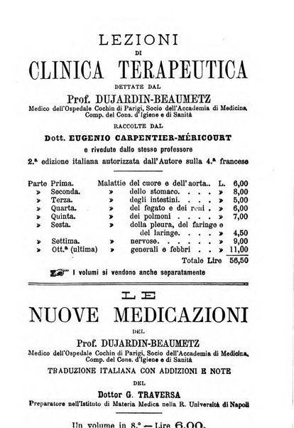 Il Monitore terapeutico raccolta mensile di rimedi nuovi e ricette