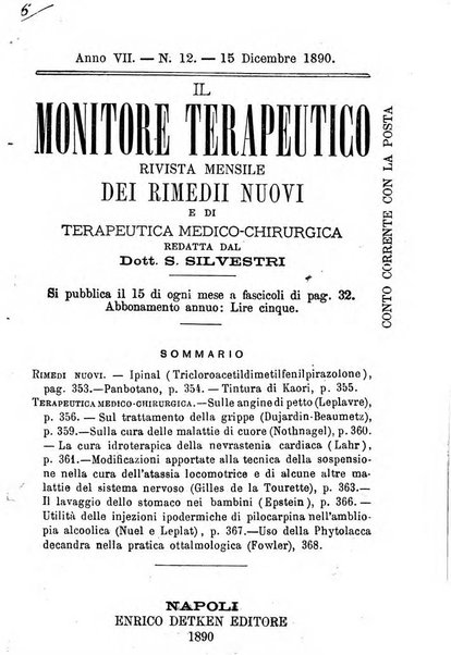 Il Monitore terapeutico raccolta mensile di rimedi nuovi e ricette